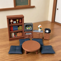 Miniature Rétro : Ensemble de Figurines de Maison de Poupées Thème Musique et Amour, Ornements en Résine Vintage (Téléviseur, Téléphone, Bibliothèque, Table) pour Décoration de Scène de Bureau et Cadeaux