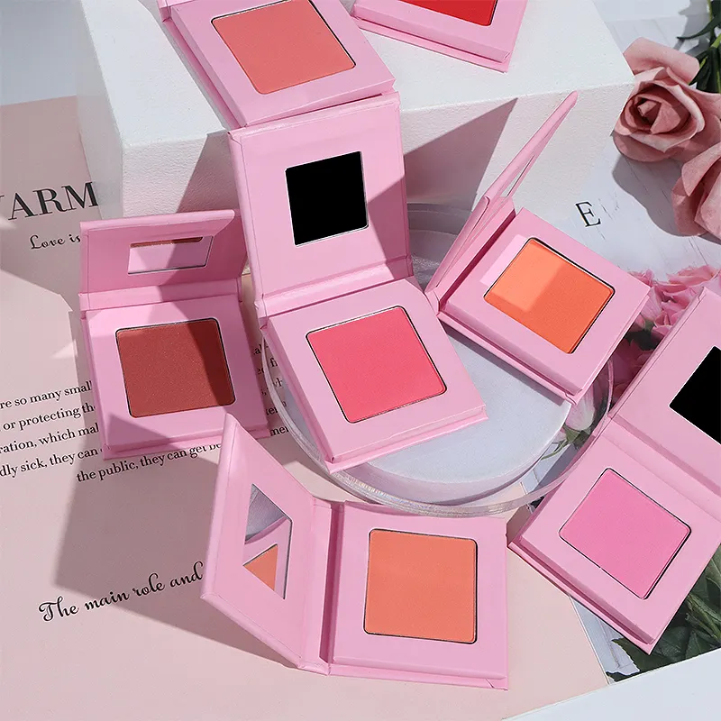 Logotipo personalizado cosméticos pan rosa contorno blush pressionado pó vegan maquiagem maquiagem private label blush paleta