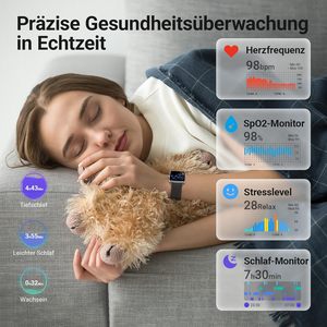 1.85 pouces IPS Silicone Smartwatch pour hommes femmes téléphone fonction Fitness Tracker 100 + Modes sportifs fréquence cardiaque/SpO2/moniteur de sommeil - Product Image 3