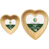 Lot Saint-Valentin - Assiettes en feuilles de palmier naturelles en forme de cœur (6 et 10 pièces), fabriquées à la main en Inde rurale, 100 % compostables, sans ablation d'arbres