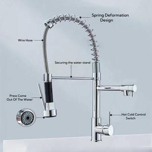 <span class=keywords><strong>Rubinetto</strong></span> da cucina moderno a 360° regolabile e <span class=keywords><strong>flessibile</strong></span> in ottone cromato con doppio beccuccio a molla, monocomando e doccetta estraibile, montaggio su piano - Product Image 5