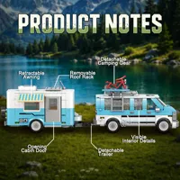XJD JD162 2026 Nouveau Kit de Modélisme MOC Créatif G20 Camper Van avec Remorque de Voyage, Kits de Modèles de Camping-Cars pour Adultes, Cadeaux, 844 Pièces, Ensembles de Blocs de Construction