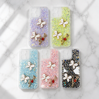 Coque de téléphone PC motif papillon pour iPhone 17 16 15 14 13 12, coque de téléphone personnalisée en TPU motif floral pour Samsung A18 A08 A17 A07 A16 A26