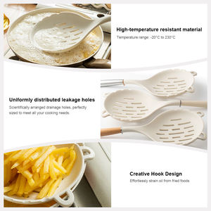 Cuillère filtrante grande en silicone résistant à la chaleur, cuillère perforée multifonctionnelle, cuillère de cuisine pour pâtes et plats chauds - Product Image 4
