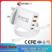 Brique de charge rapide double adaptateur mural Pd & qc 40w 64w prise Usb Type c multiple 4 ports chargeur rapide