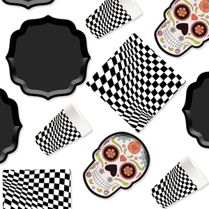 DAMAI Halloween-themed Skull Paper Plates Black Paper Plate Set Disposable Paper Plate Set - Product Image 2