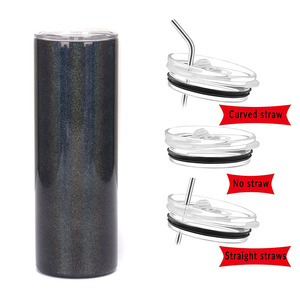 <span class=keywords><strong>Gobelet</strong></span> isotherme en acier inoxydable à double paroi brillant blanc et noir de 20 oz, fin et droit, pour sublimation - Product Image 4