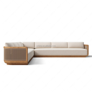 Ensemble de meubles d'<span class=keywords><strong>extérieur</strong></span> <span class=keywords><strong>en</strong></span> <span class=keywords><strong>teck</strong></span> FERLY, luxe moderne, durable, imperméable, <span class=keywords><strong>canapé</strong></span> de patio contemporain pour jardin, salon, cour, hôtel - Product Image 2