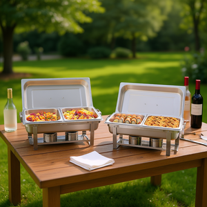 Vevor Lot de 2 réchauds rectangulaires 8 Qt en acier inoxydable, compatibles lave-vaisselle, pour service de boissons - Product Image 2