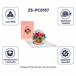 Carte de vœux florale pop-up 3D, panier de fleurs en papier, impression numérique, cadeau fait main pour la fête des mères - Product Image 6