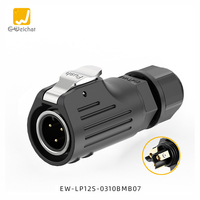 E-Weichat LP12 2/3핀 나사식 원형 IP67 방수 항공 플러그 커넥터 PBT 하우징 구리 합금 접점 (5-7mm 전선용)