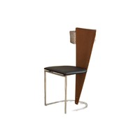 Chaise de salle à manger vintage en métal avec revêtement en cuir, mobilier de maison, dossier design rétro pour les salons de thé et les cafés