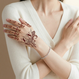 Autocollant de <span class=keywords><strong>tatouage</strong></span> temporaire <span class=keywords><strong>au</strong></span> <span class=keywords><strong>henné</strong></span> <span class=keywords><strong>simple</strong></span> pour Halloween, imperméable, pour la peinture artistique sur les mains, les pieds et le corps, motif crâne, araignée, <span class=keywords><strong>tatouage</strong></span> Mehndi pour festival - Product Image 4