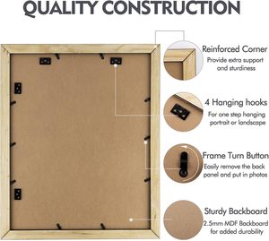 Cornice in Legno Golden State Art 16x20 <span class=keywords><strong>con</strong></span> Vetro Vero e Larghezza 1,25'' (Nero) - Product Image 3