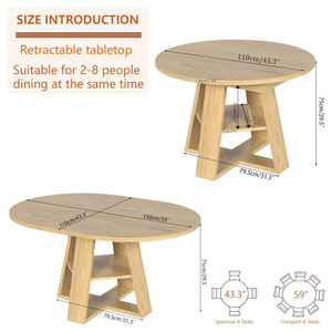 <span class=keywords><strong>Tavolo</strong></span> <span class=keywords><strong>da</strong></span> <span class=keywords><strong>Pranzo</strong></span> Estensibile in <span class=keywords><strong>Legno</strong></span> con Ripiano Integrato, Design Nordico Salvaspazio per Cucina e Soggiorno Moderni - Product Image 4