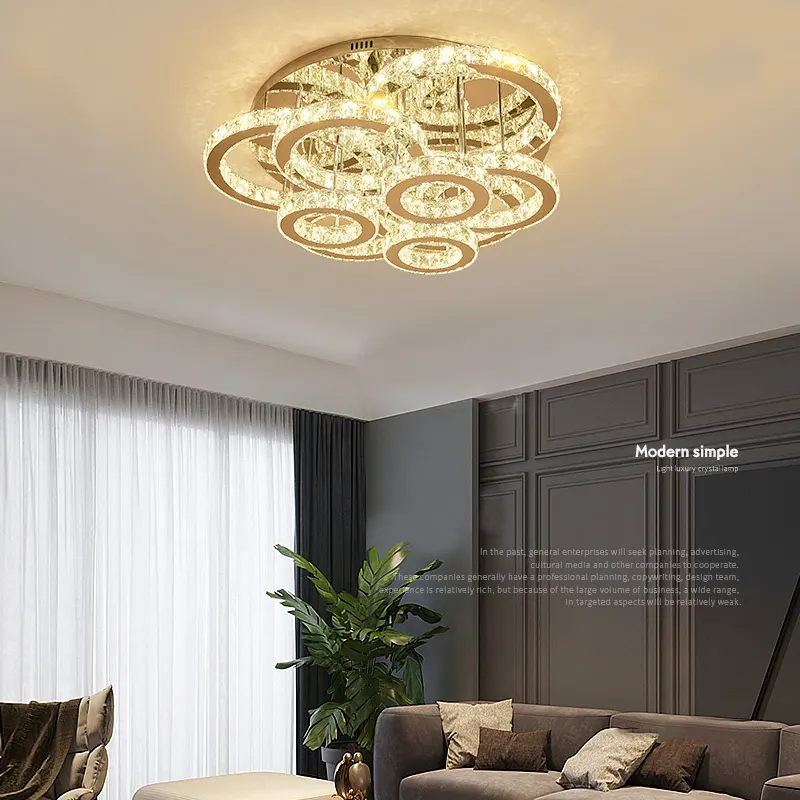 Hotel Villa Hot Selling Small Ring Round E14 Crystal Chandelier Modern Decorative Ceiling Light Pendant Light