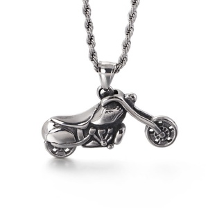 Collier pendentif pour homme en acier inoxydable, motif squelette de motard et crâne - Product Image 6