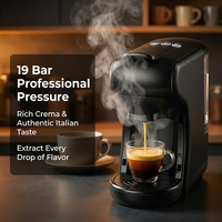 Cafetera de Cápsulas de 19 Bares, 3 en 1, Compatible con Cápsulas y Café Molido, Color Negro, para Uso Doméstico y Hotelero
