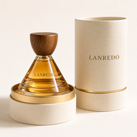 Flacons de parfum en verre vides de forme triangulaire unique, prix de gros de luxe, bouchon en bois, 50 ml