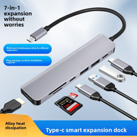 7 in 1 Usb Hub Concentrator 4k 30hz Type C Adapter Splitter Dock Extension untuk Laptop PC