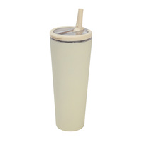 Vaso térmico cilíndrico de acero inoxidable 304 de doble pared con tapa deslizante para pajita, acabado mate, estándar, a prueba de fugas, bajo MOQ