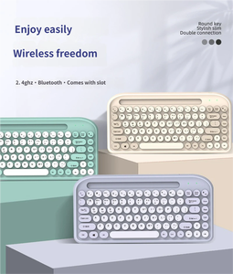 คีย์บอร์ดไร้สาย Punk Keycap 84 ปุ่ม สำหรับคอมพิวเตอร์และสำนักงาน รองรับบลูทูธ 2.4G แบบ Dual Mode พร้อมช่องเสียบโทรศัพท์ - Product Image 6