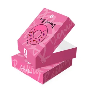 LOKYO Wholesale Custom Fast Food Packaging 1 Piece Folding Disposable Pink Donut Paper Bakery Box