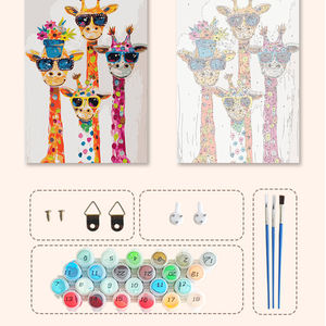 Vente directe d'usine, <span class=keywords><strong>peinture</strong></span> à numéros de haute qualité, famille de girafes colorées de dessin animé, <span class=keywords><strong>peinture</strong></span> à l'huile personnalisée en gros, bricolage - Product Image 3