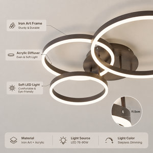 Modern Ring Led <b>Ceiling</b> <b>Light</b> Acrylic Iron <b>Remote</b> Dimmable Surface Mount For Living Room Bedroom Home Decoration - Product Image 3