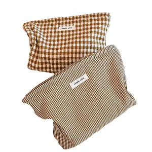 Houndstooth Cosmetic Bag Storage Bag, Khaki Temperament, Simple And Versatile Clutch Bag ECOLIFE