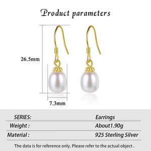 Pendientes clásicos de plata de ley S925 con perlas de agua dulce para mujer, gran oferta, joyería de moda sencilla - Product Image 6