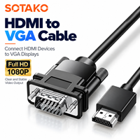 Câble adaptateur VGA SOTAKO Active avec blindage en feuille et gaine en PVC, 1080P, pour ordinateur portable, PC, moniteur, projecteur, convertisseur HDTV pour ordinateur de bureau