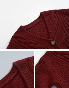 Casaco Curto de Moda 2026 com Decote em V e Suéter Solto com Tranças para Mulheres no Outono e Inverno - Product Image 5