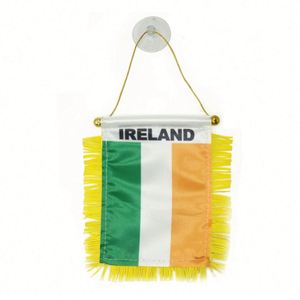 Custom Logo Hanging Ireland Pennant <b>Flag</b> Digital Printed for Car Rearview Mirror & Home Decoration for Education - Product Image 1