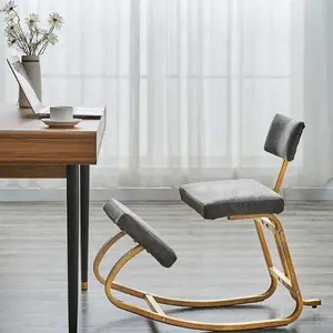 Cadeira de balanço para escritório doméstico, banco de balanço dobrável de madeira de bambu para melhorar a sua postura