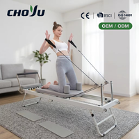 Mesin Pilates Reformer Lipat 197cm, Beban 150KG, Rangka Baja, Logo Dapat Disesuaikan, Bersertifikasi EN ISO 20957 untuk Penggunaan di Rumah, Studio, dan Gym