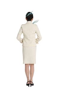 エアスチュワーデスベージュジャケットスカート + ブルーシャツ3ピースアジア诸国パイロット制服韩国航空スチュワーデス制服 - Product Image 3