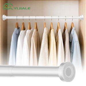 YIJIALE Tringle <span class=keywords><strong>à</strong></span> rideaux professionnelle filetée 0,7-1,3 m sans perçage, verrouillage torsadé en acier 25 mm <span class=keywords><strong>pour</strong></span> placard - Product Image 1