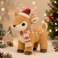 Peluche de renne de Noël personnalisée, fabricant OEM ODM, mascotte animale en peluche, peluche renne à câliner, décoration de Noël, cadeau