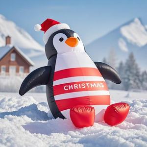 Pingouin Gonflable De Noël Avec La Conception De Chapeau De Père Noël Économie D'énergie LED Lumières Kit D'installation Facile Pour La Décoration De Jardin À La Maison - Product Image 6