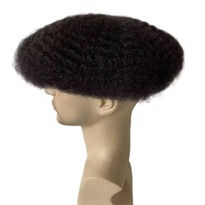 En stock, toupet <span class=keywords><strong>afro</strong></span> bouclé crépu en <span class=keywords><strong>cheveux</strong></span> indiens Remy ondulés de 6 mm, <span class=keywords><strong>cheveux</strong></span> courts pour hommes, dentelle complète, sans perte de <span class=keywords><strong>cheveux</strong></span> - Product Image 5