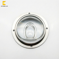 Lentes de Vidrio Borosilicato de 78 mm de Diámetro para Lámparas COB LED de Alumbrado Público con IP66 y Ángulo de Haz de 150x75 Grados