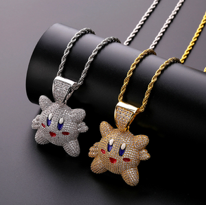 Jialin de ins caliente hiphop helado lleno de diamantes Japón lindo animación <span class=keywords><strong>Kirby</strong></span> sueño <span class=keywords><strong>tierra</strong></span> colgante collar - Product Image 2