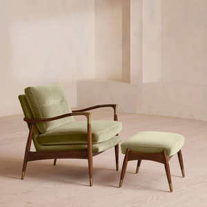 Sillón Moderno de Lujo para Sala de Estar con Estructura de Abedul Sólido y Tapicería de Tela Vintage - Product Image 2