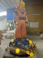Statue de Goku Super Saiyan 3 sur mesure grandeur nature 1:1 avec LED, figurine d'anime Dragon Ball Z, objet de collection