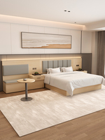 Maßgefertigtes 5-Sterne Luxus-Holzmöbel Minimalistisches Modernes Zimmer Doppelbett TV-Tisch Gepolstertes Rückenlehnenpaneel Komplettes Set Apartment