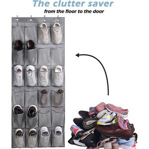 Porte-chaussures suspendu gris plus frais avec 24 poches en tissu <span class=keywords><strong>extra</strong></span> larges pour le stockage hommes baskets femmes chaussures à talons hauts pantoufles - Product Image 2