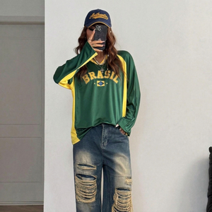 Camiseta de Manga Larga Retro de Brasil a Bajo Costo al por Mayor, Jersey de Fútbol para la Copa 2026, Ropa para Fanáticos, Estilo Urbano Vintage, Camiseta con Logotipo Personalizado - Product Image 2