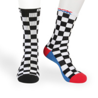 Chaussettes de skateboard en coton épais pour jeunes, motif damier, compression de la voûte plantaire, élastiques, en tissu éponge, mi-hautes, tendance, pour le sport, vente en gros