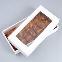 Boîte en papier biodégradable de qualité alimentaire recyclable avec fenêtre pour croissants, gâteaux roulés suisses, desserts, emballage de gâteaux